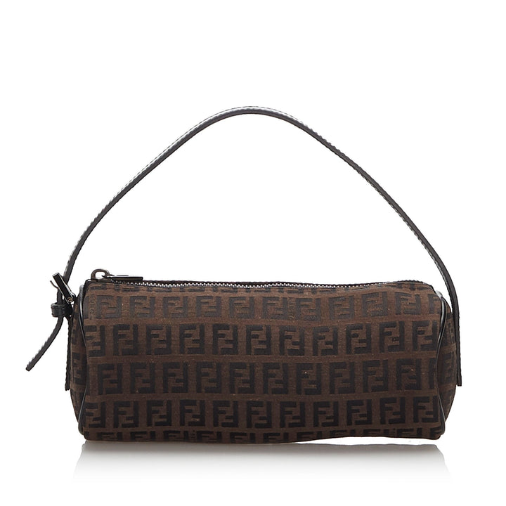 Pre-Loved Fendi Brown Dark Canvas Fabric Zucchino Baguette Italy