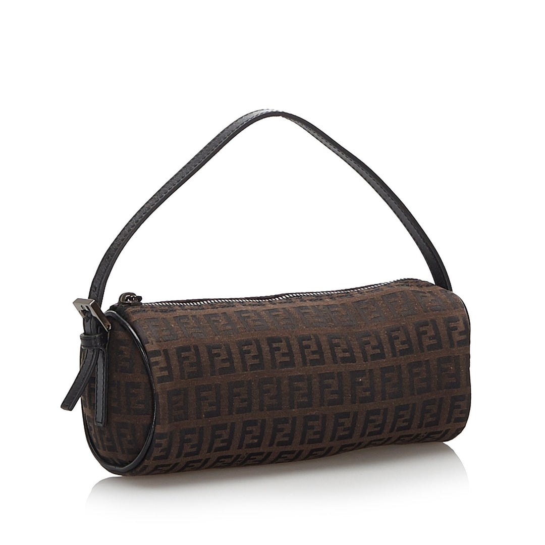 Pre-Loved Fendi Brown Dark Canvas Fabric Zucchino Baguette Italy