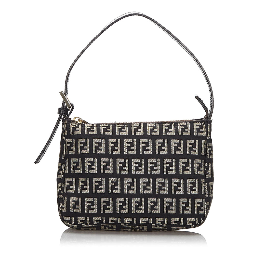 Pre-Loved Fendi Black Canvas Fabric Zucchino Baguette Italy