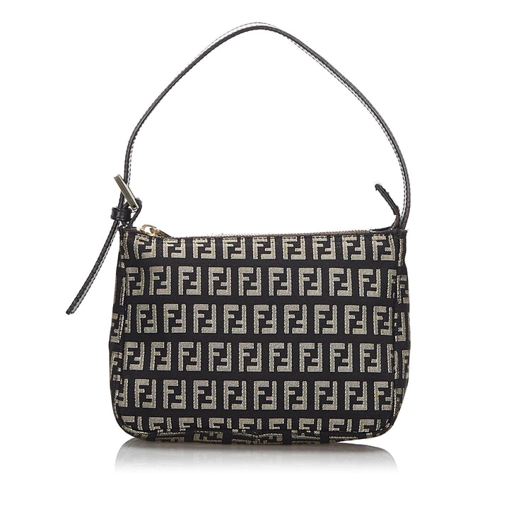 Pre-Loved Fendi Black Canvas Fabric Zucchino Baguette Italy