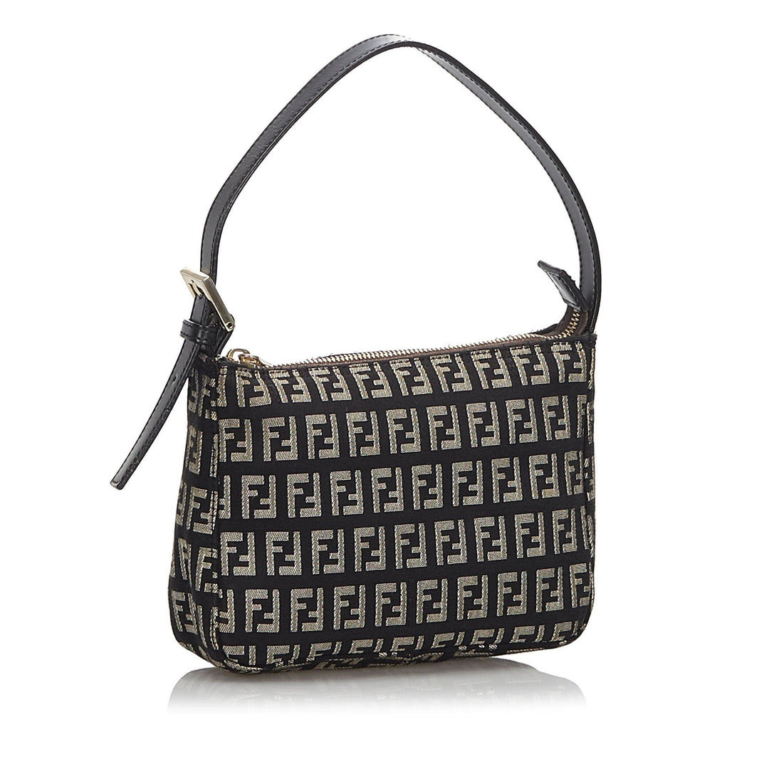 Pre-Loved Fendi Black Canvas Fabric Zucchino Baguette Italy