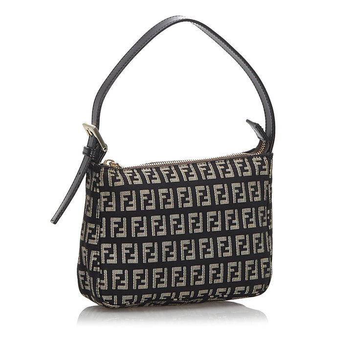 Pre-Loved Fendi Black Canvas Fabric Zucchino Baguette Italy