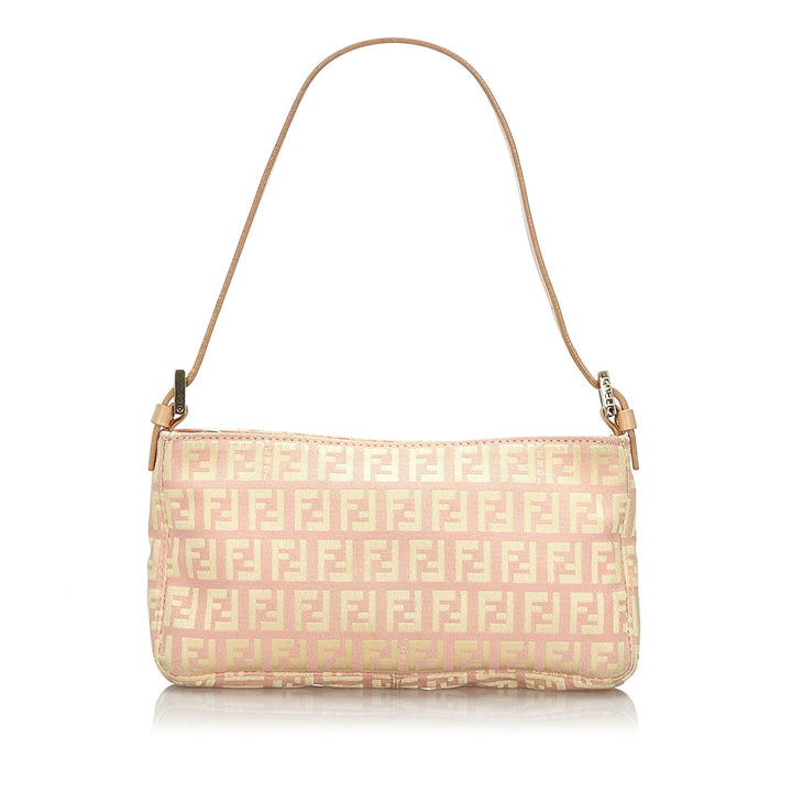 Pre-Loved Fendi Pink Canvas Fabric Zucchino Baguette ITALY