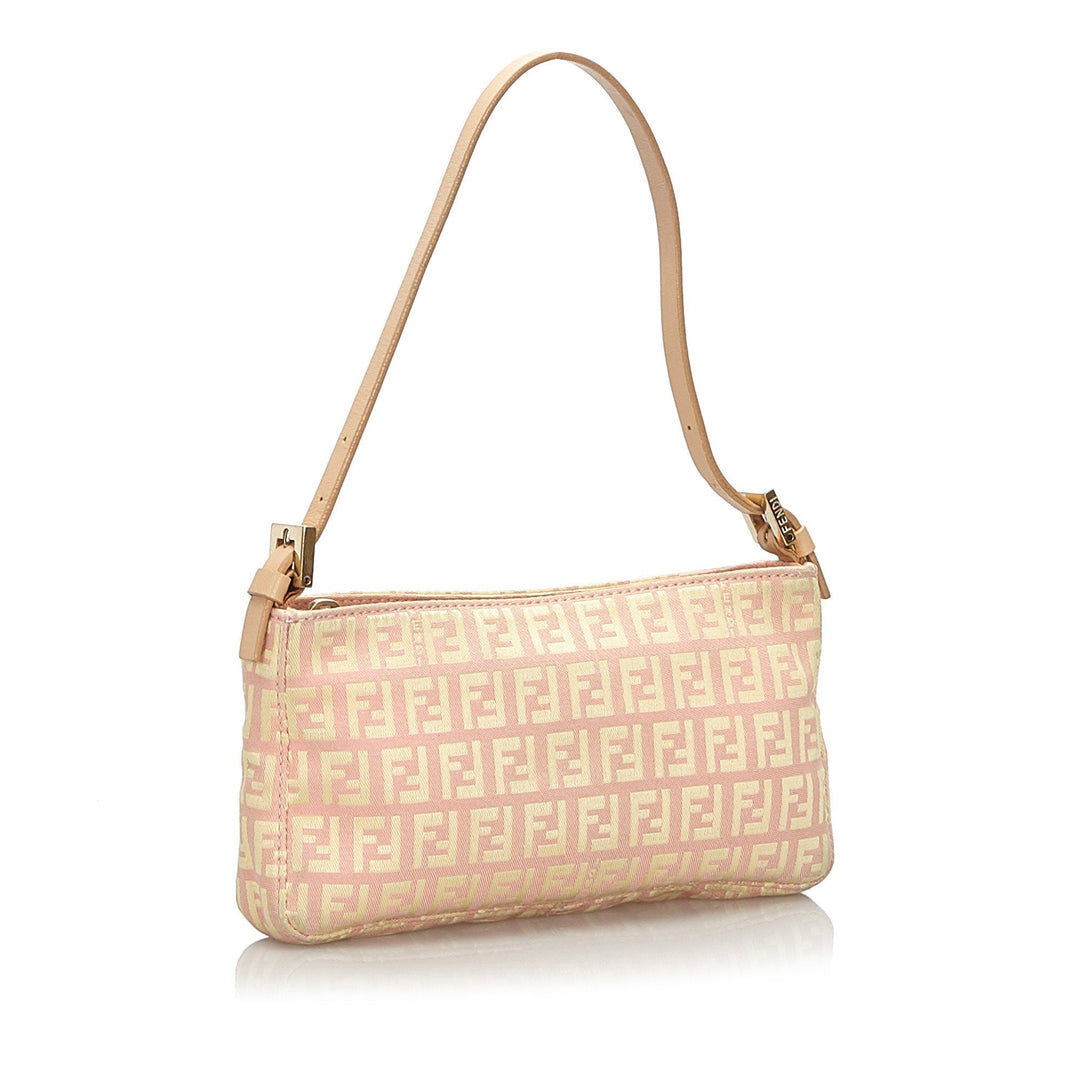 Pre-Loved Fendi Pink Canvas Fabric Zucchino Baguette ITALY