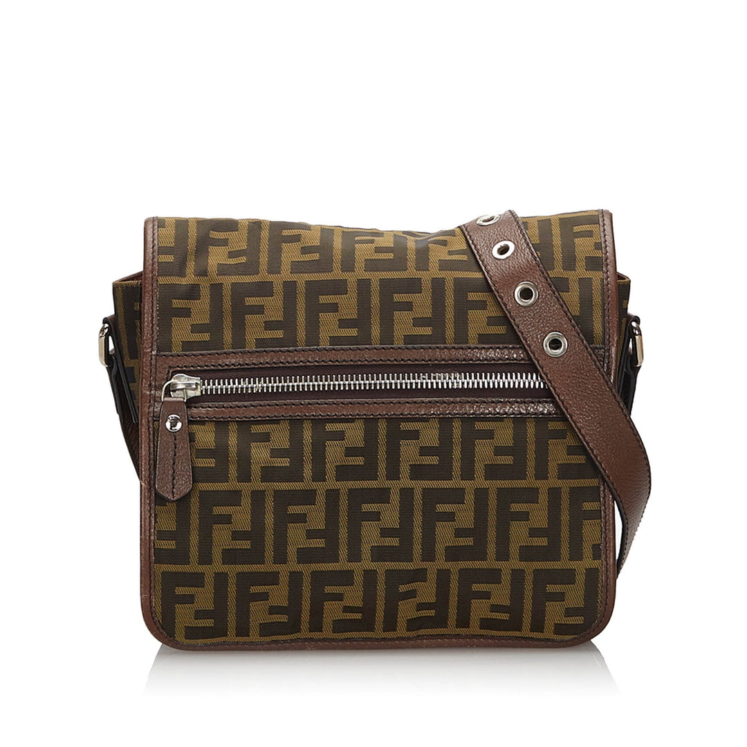 Pre-Loved Fendi Brown Canvas Fabric Zucca Crossbody Bag Italy