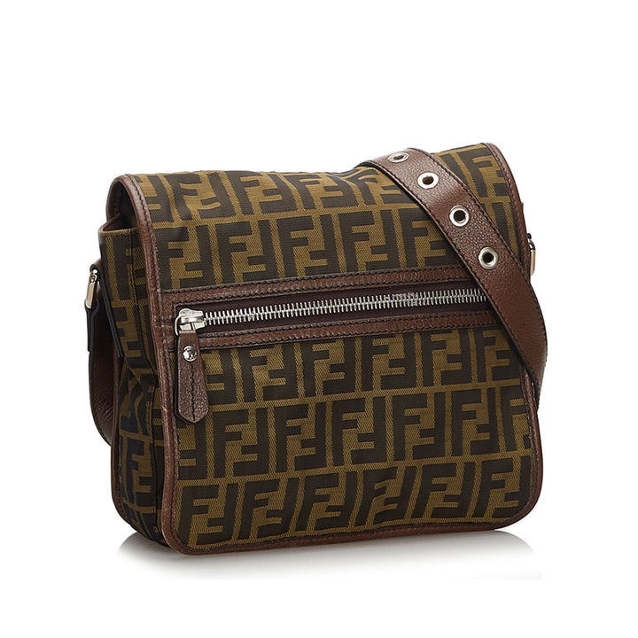 Pre-Loved Fendi Brown Canvas Fabric Zucca Crossbody Bag Italy
