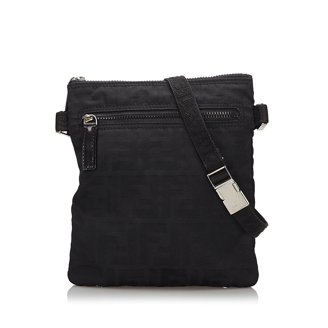 Pre-Loved Fendi Black Canvas Fabric Zucca Crossbody Bag Italy