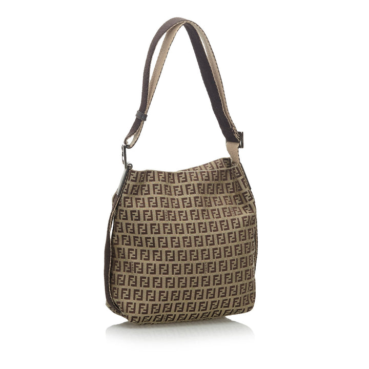 Pre-Loved Fendi Brown Canvas Fabric Zucchino Crossbody Bag Italy