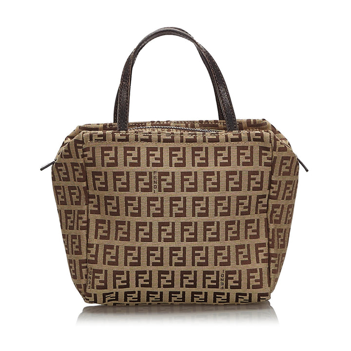 Pre-Loved Fendi Brown Beige Canvas Fabric Zucchino Handbag Italy