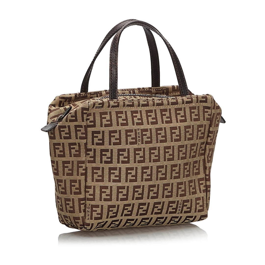 Pre-Loved Fendi Brown Beige Canvas Fabric Zucchino Handbag Italy