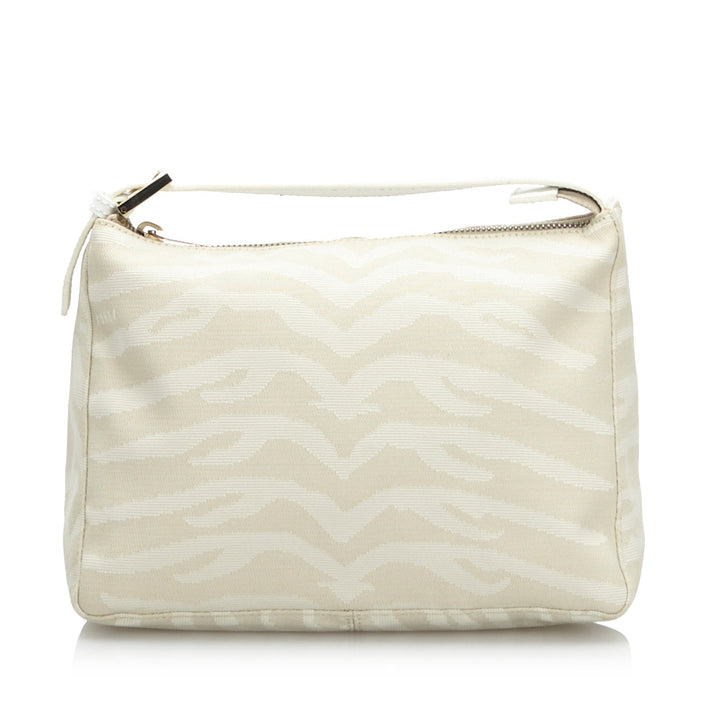 Pre-Loved Fendi White Canvas Fabric Tiger Print Handbag Italy