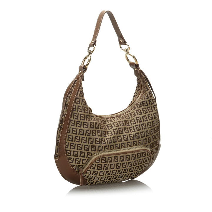 Pre-Loved Fendi Brown Beige Canvas Fabric Zucchino Chef Hobo Bag Italy