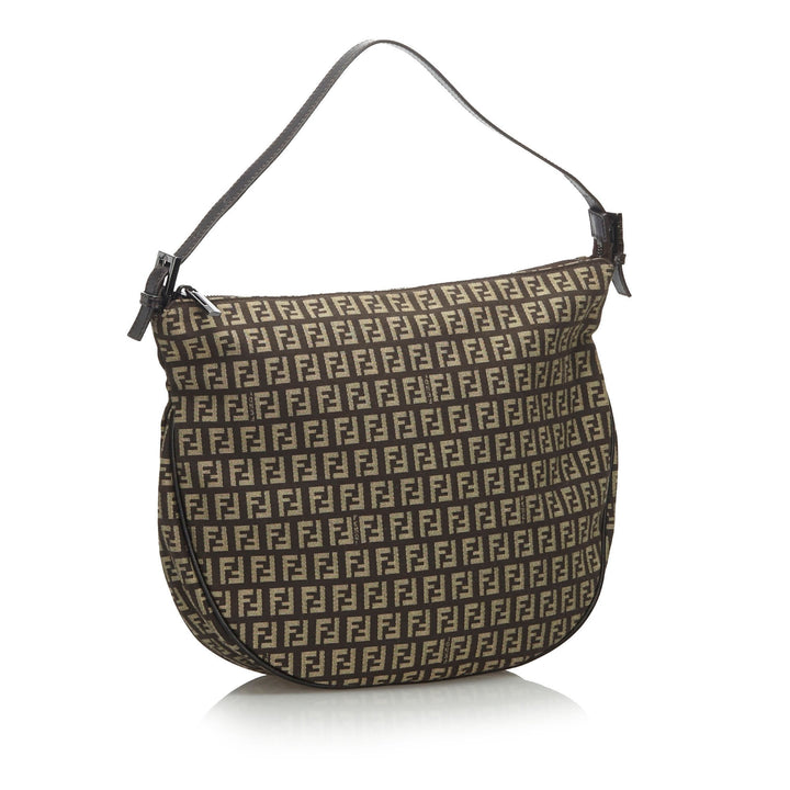 Pre-Loved Fendi Black Canvas Fabric Zucchino Shoulder Bag Italy