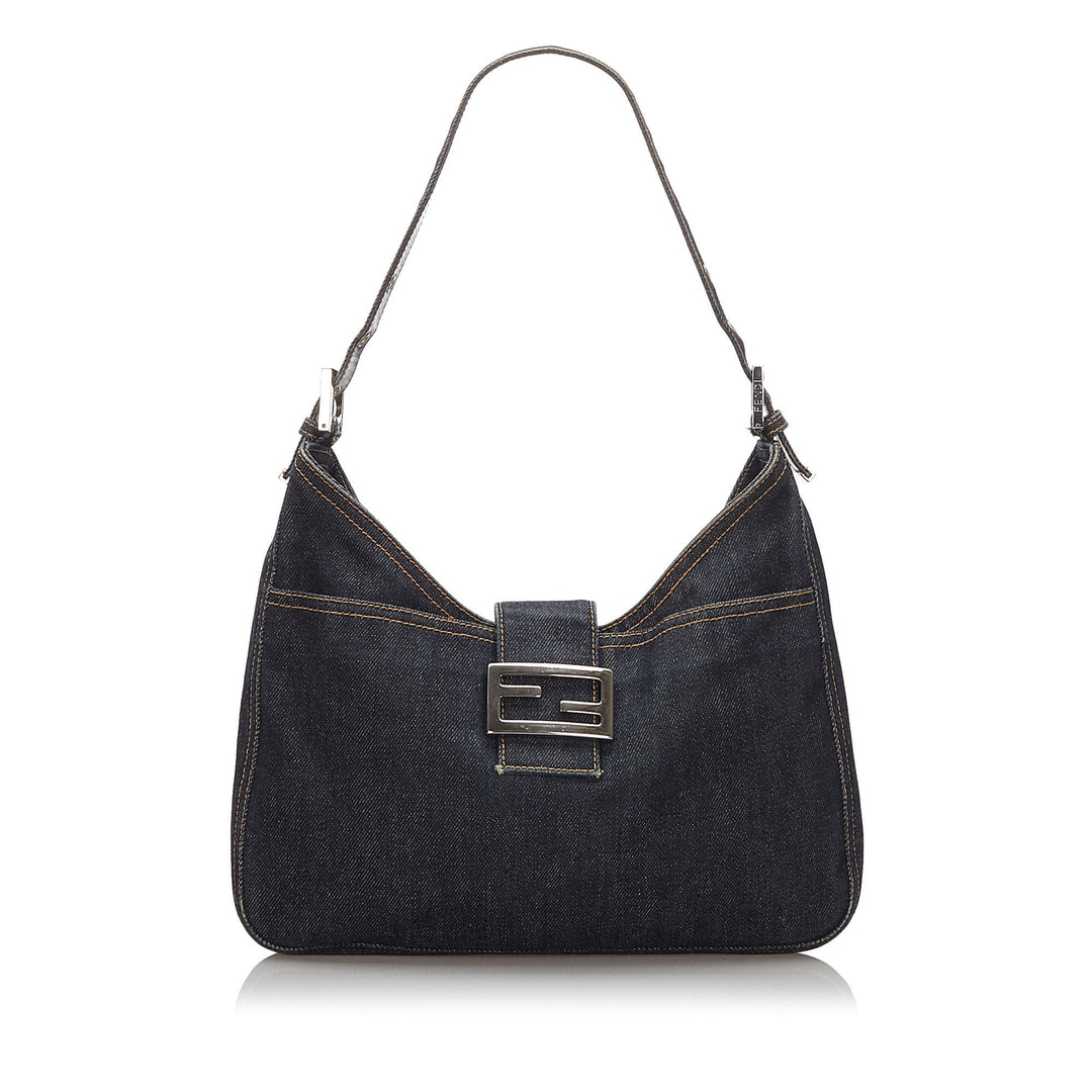 Pre-Loved Fendi Blue Denim Fabric Shoulder Bag Italy