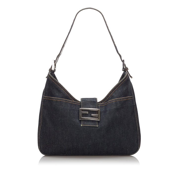 Pre-Loved Fendi Blue Denim Fabric Shoulder Bag Italy