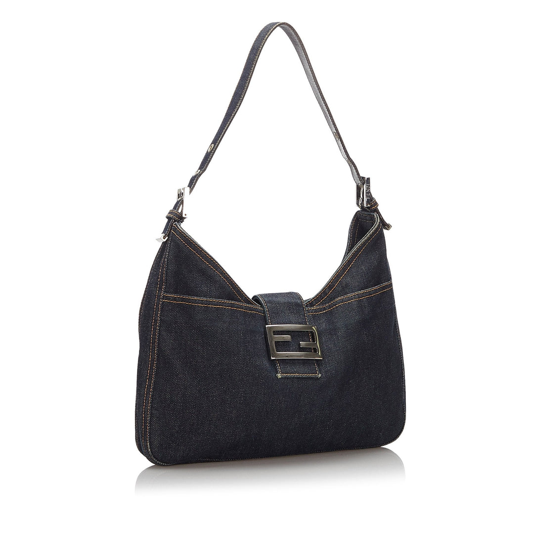 Pre-Loved Fendi Blue Denim Fabric Shoulder Bag Italy