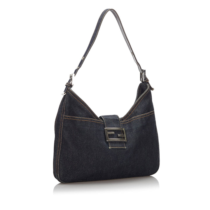 Pre-Loved Fendi Blue Denim Fabric Shoulder Bag Italy