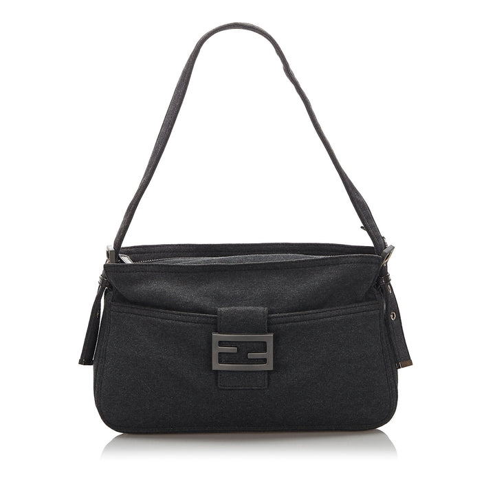 Pre-Loved Fendi Gray Dark Wool Fabric Shoulder Bag Italy