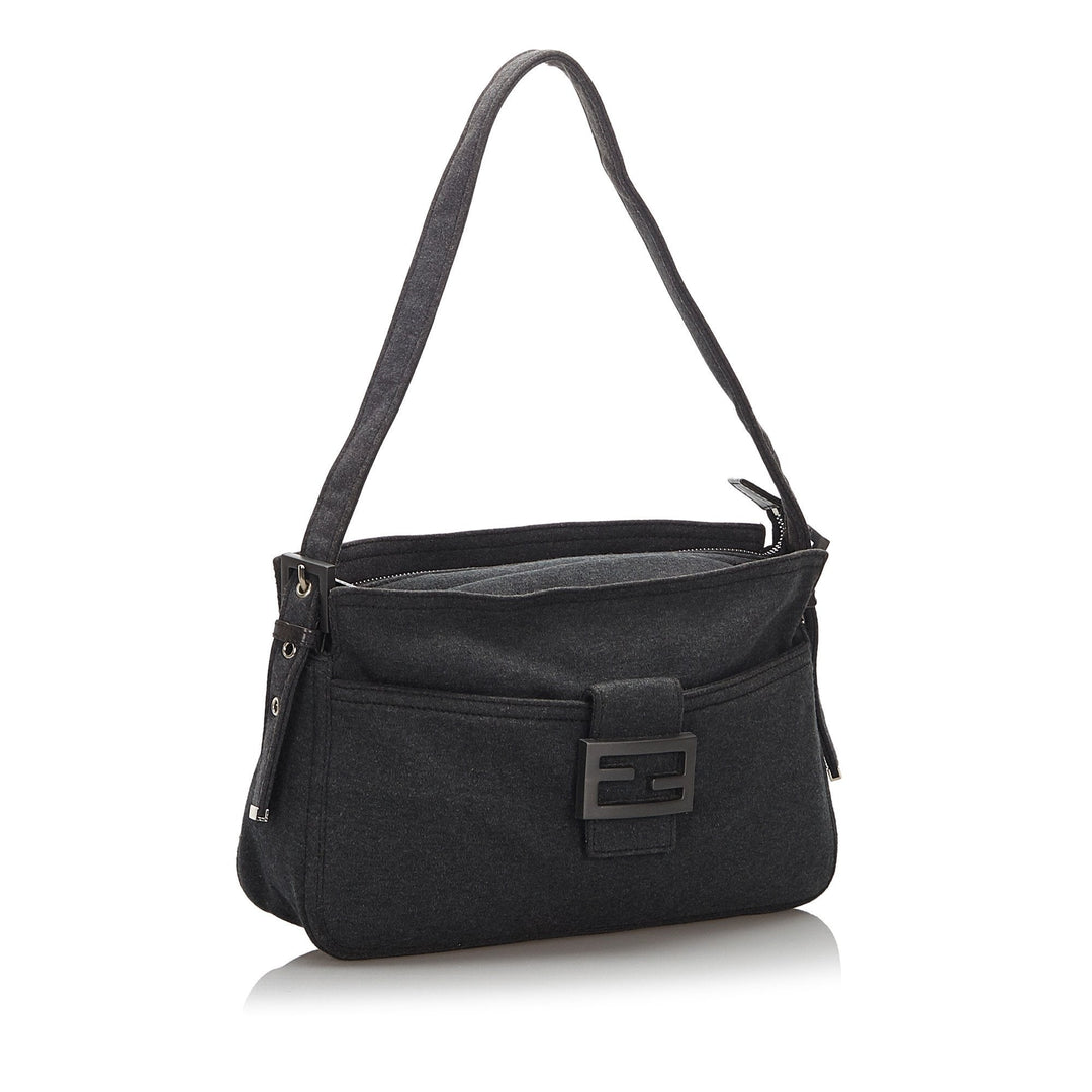 Pre-Loved Fendi Gray Dark Wool Fabric Shoulder Bag Italy