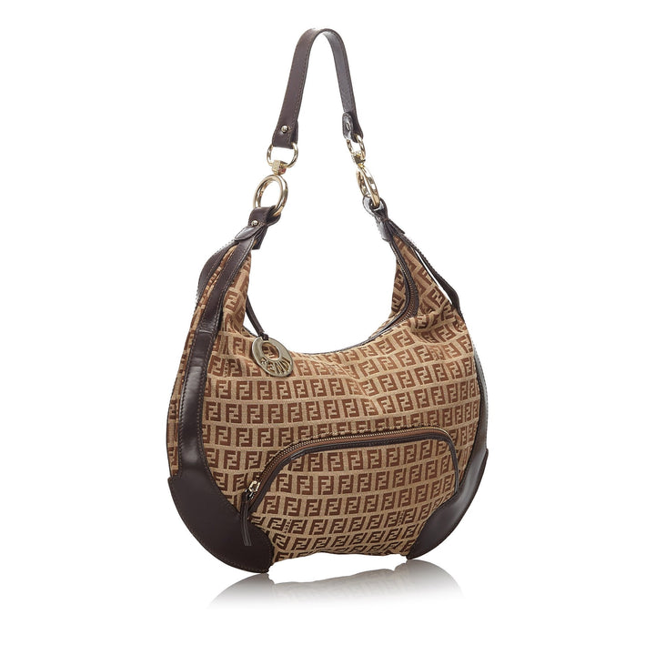Pre-Loved Fendi Brown Beige Canvas Fabric Zucchino Chef Hobo Bag Italy