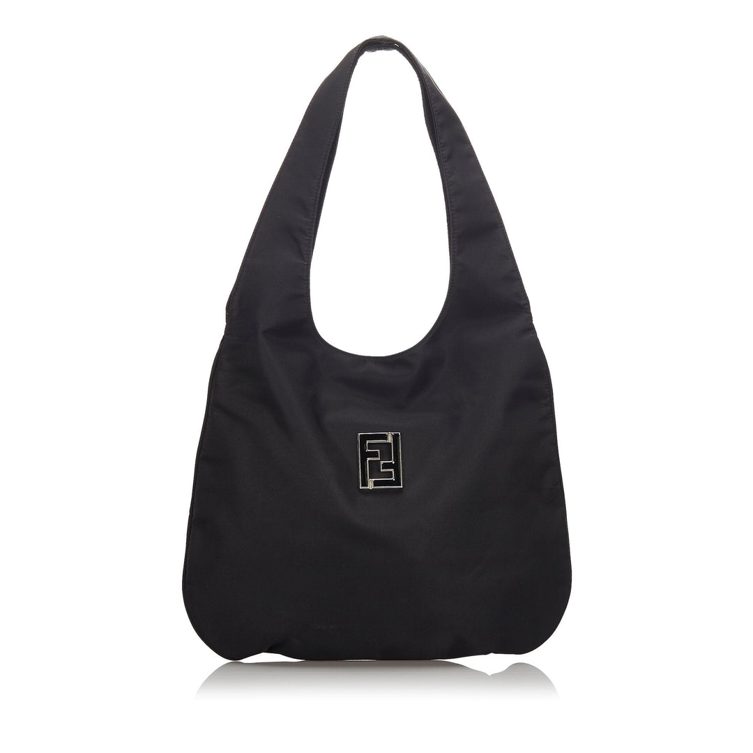 Pre-Loved Fendi Black Nylon Fabric Hobo Bag Italy