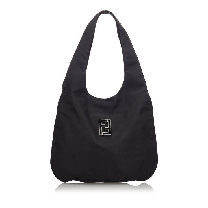 Pre-Loved Fendi Black Nylon Fabric Hobo Bag Italy