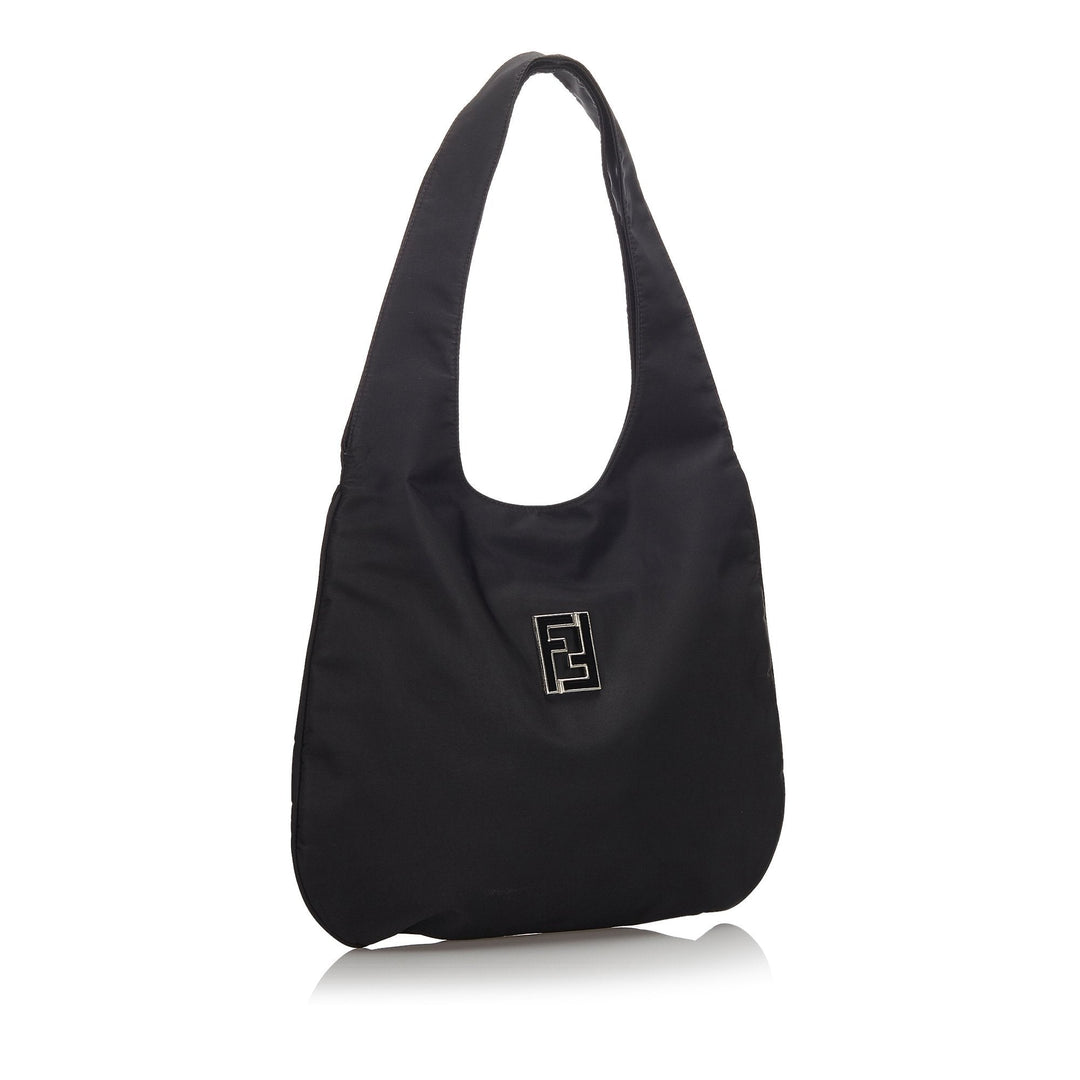Pre-Loved Fendi Black Nylon Fabric Hobo Bag Italy