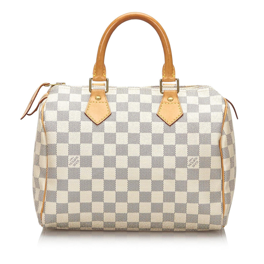 Pre-Loved Louis Vuitton White Monogram Canvas Damier Azur Speedy 25 France