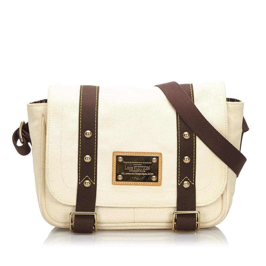 Pre-Loved Louis Vuitton White Canvas Fabric Antigua Besace PM France