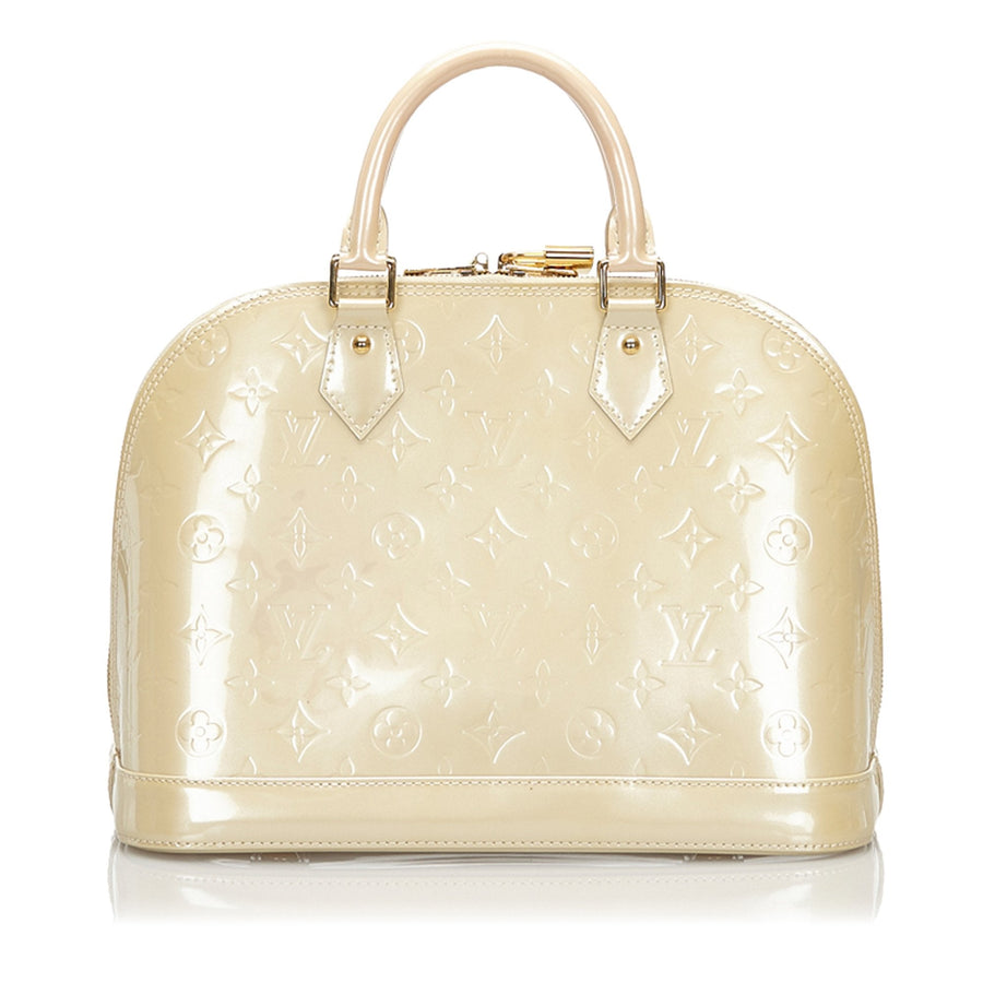 Pre-Loved Louis Vuitton White Ivory Vernis Leather Alma PM France