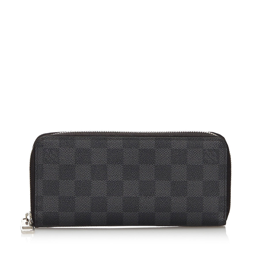 Pre-Loved Louis Vuitton Black Damier Graphite Vertical Zippy Wallet Spain