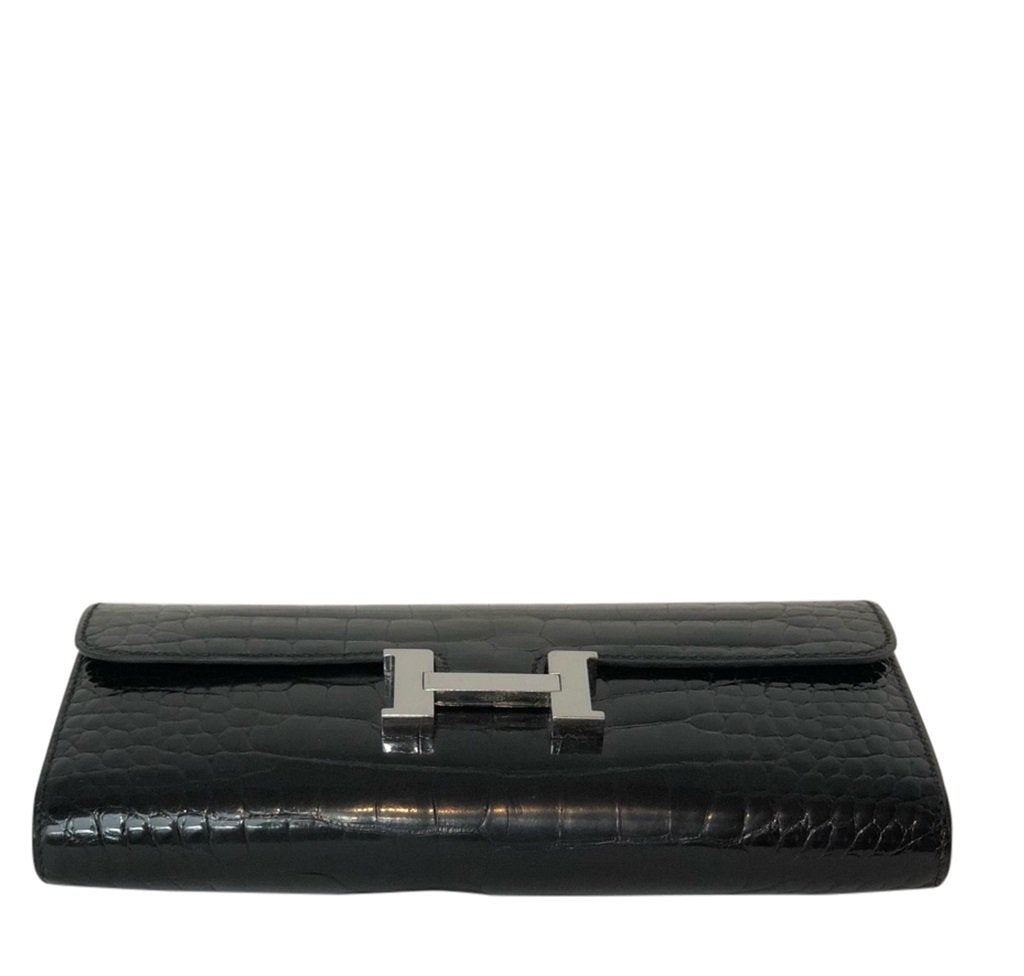 Hermès Constance Long Wallet Alligator Noir Clutch