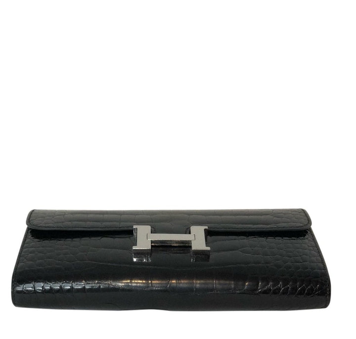 Hermès Constance Long Wallet Alligator Noir Clutch