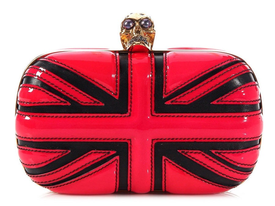 Alexander McQueen Red and Black Union Jack Clutch