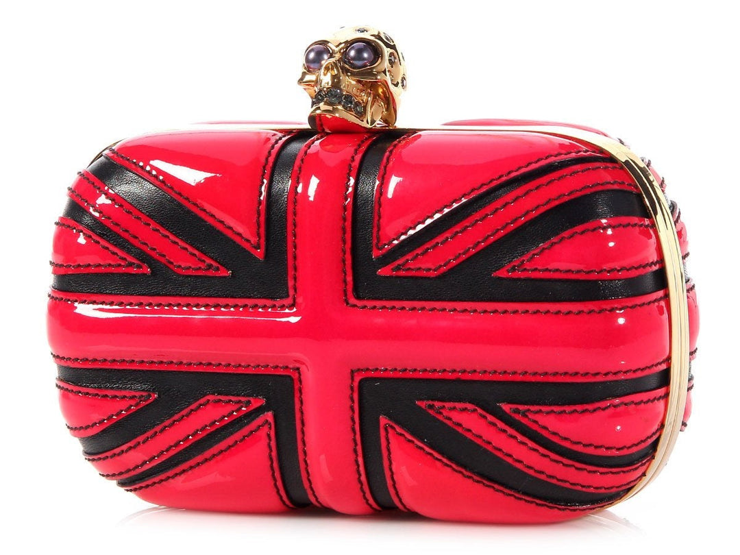 Alexander McQueen Red and Black Union Jack Clutch