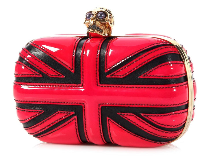 Alexander McQueen Red and Black Union Jack Clutch