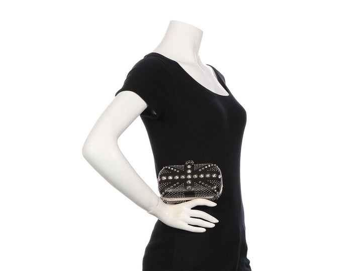 Alexander McQueen Black Studded Union Jack Clutch