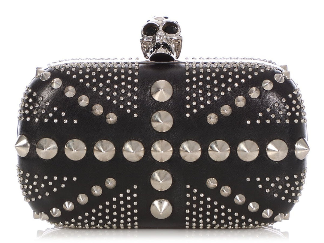 Alexander McQueen Black Studded Union Jack Clutch
