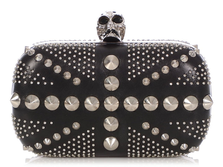 Alexander McQueen Black Studded Union Jack Clutch