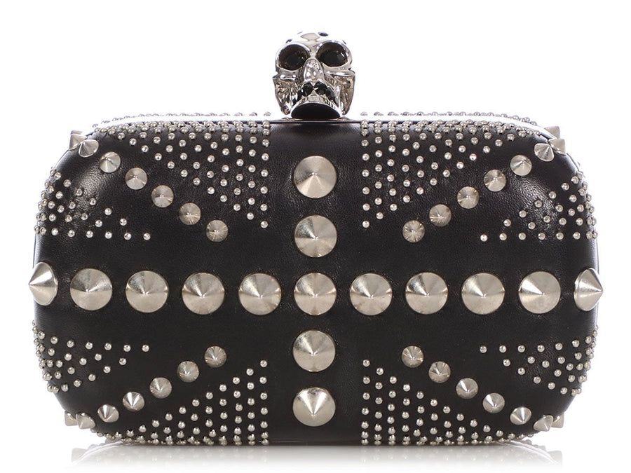 Alexander McQueen Black Studded Union Jack Clutch