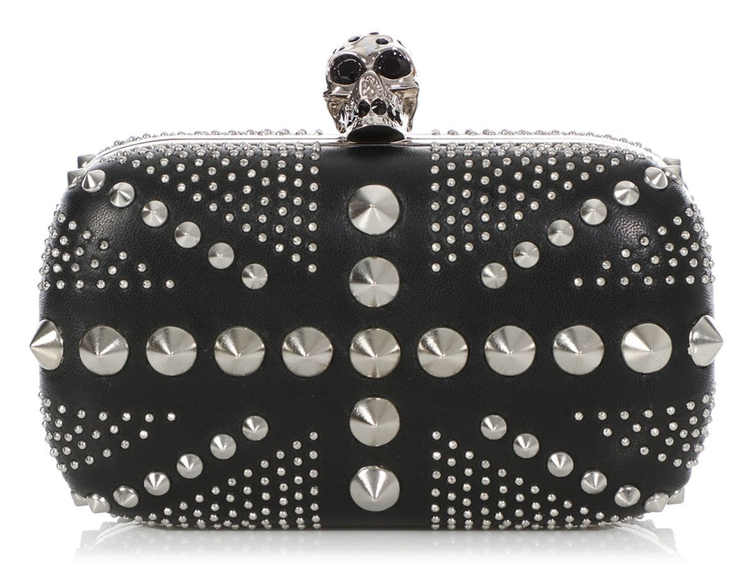 Alexander McQueen Black Studded Union Jack Box Clutch