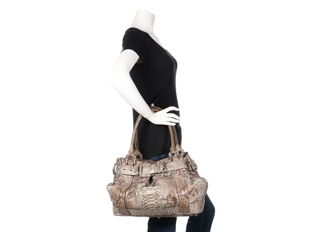 Burbe**y Large Woven Python Beaton Bag