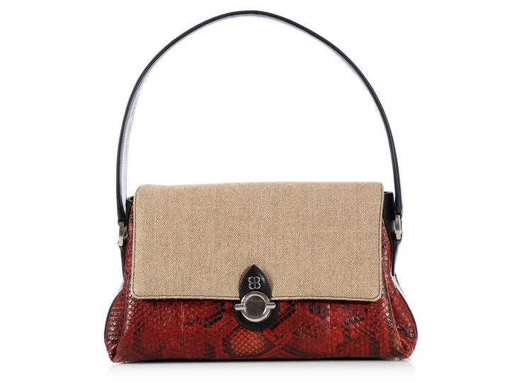 Balenciaga Tricolor Snakeskin Shoulder Bag
