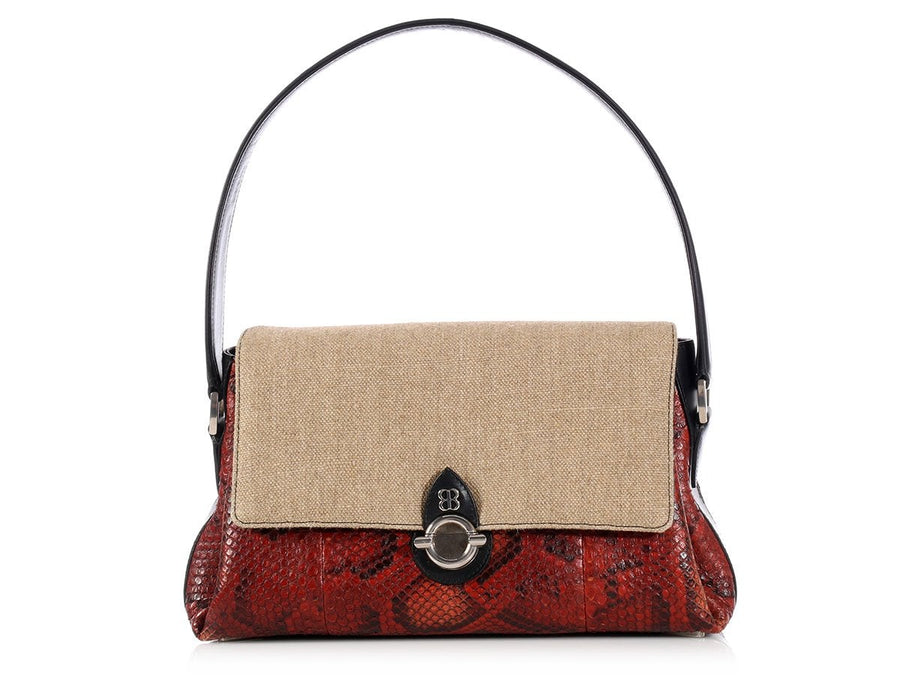 Balenciaga Tricolor Snakeskin Shoulder Bag