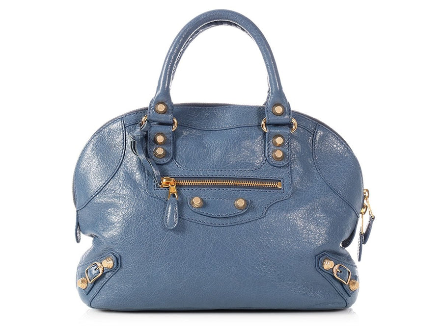 Balenciaga Mini Slate Blue Giant 12 Gold Bowling Bag