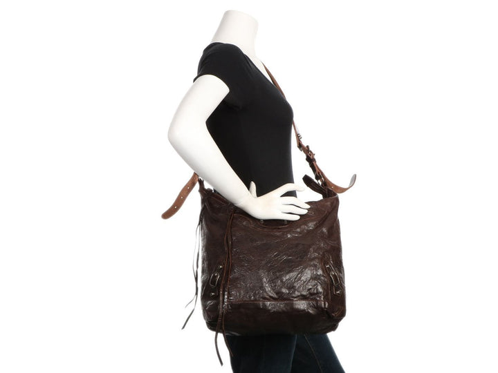 Balenciaga Mens 2005 Chocolate Chèvre Classic Day Messenger