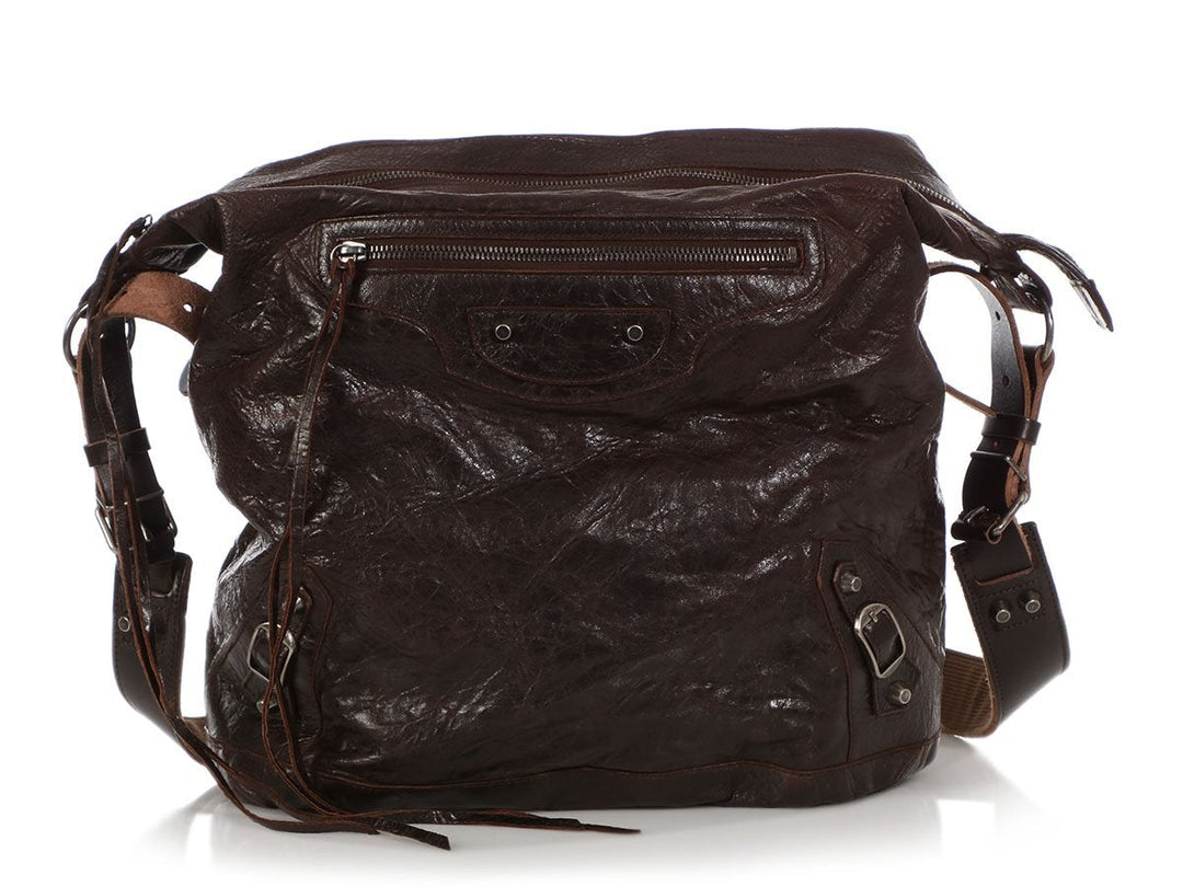 Balenciaga Mens 2005 Chocolate Chèvre Classic Day Messenger
