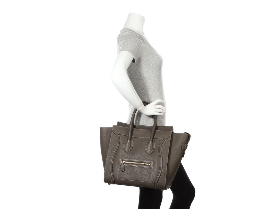 Céline Stone Baby Drummed Calfskin Mini Luggage