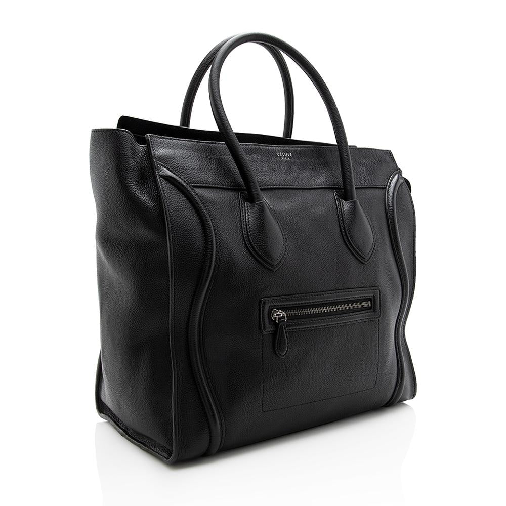 Celine Drummed Calfskin Medium Luggage Tote (SHF-14512)