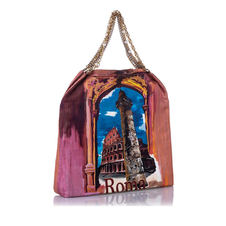 Dolce & Gabbana Printed Silk Anita Roma Tote  (SHG-10338)